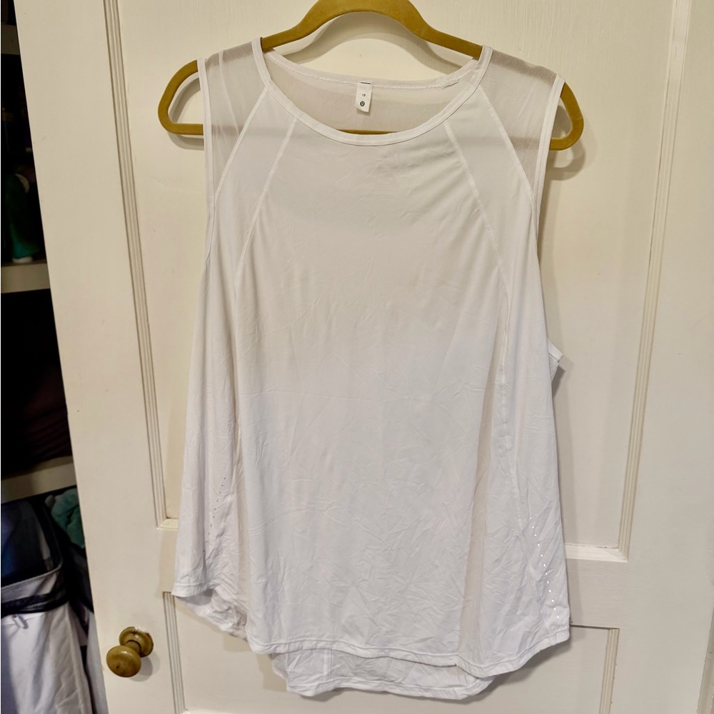 Lululemon Women’s White Sleeveless Mesh Panel Tank Top sz18